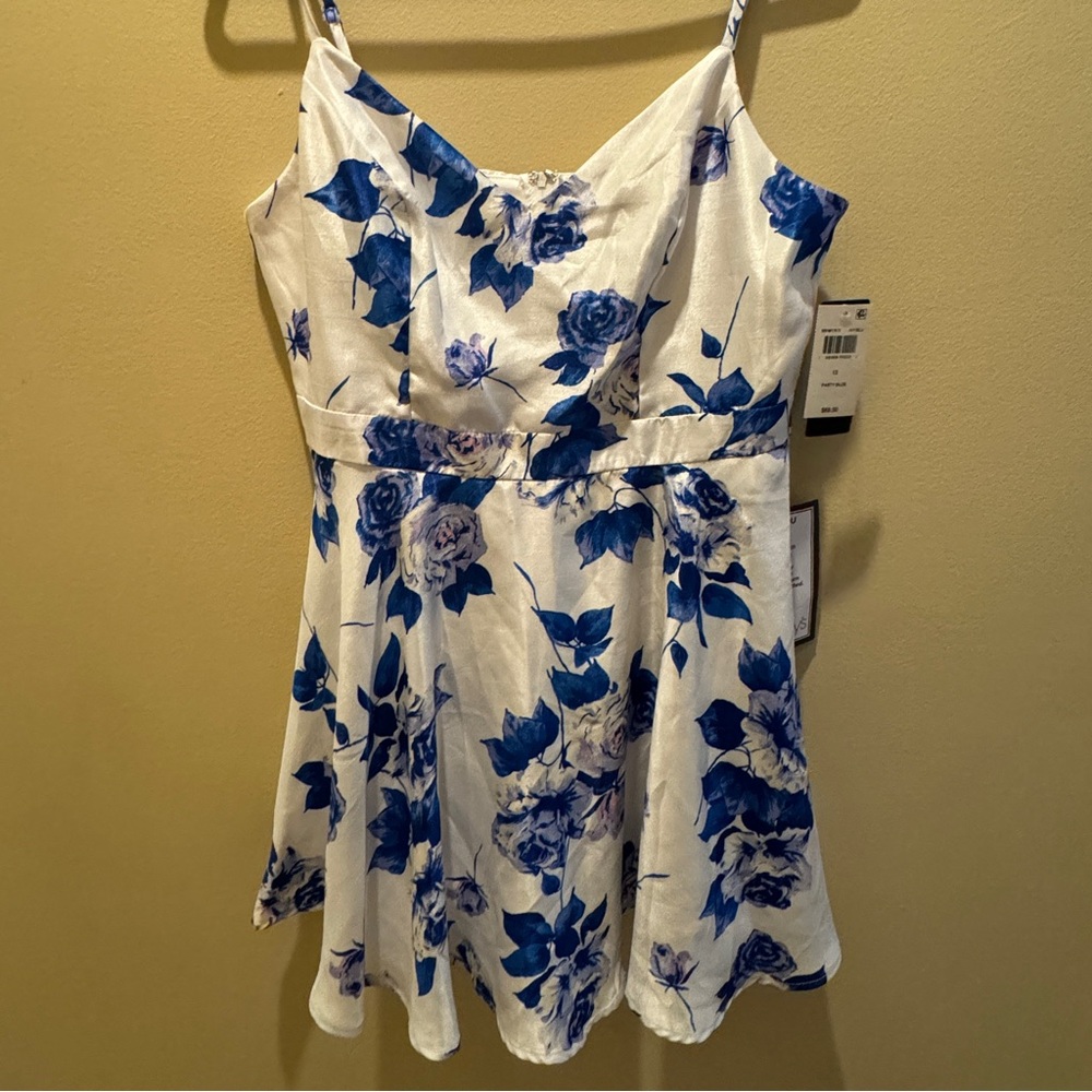 White and Blue Floral Spaghetti Strap Summer Dress *NWT*
